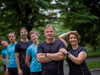 Image showing portrait of runners team on morning training