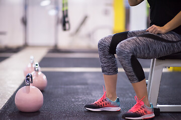 Image showing woman exercise with fitness kettlebell