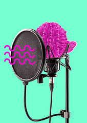 Image showing Alternative microphone. Modern design. Contemporary art collage.