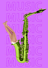 Image showing Immersion in music. Modern design. Contemporary art collage.