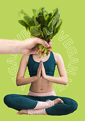 Image showing Green-head girl, natural curvy thoughts