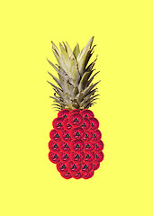 Image showing Blossoming pineapple. Modern design. Contemporary art collage.