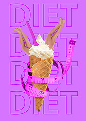 Image showing Diet and weight loss. Modern design. Contemporary art collage.