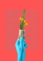 Image showing Money growth. Modern design. Contemporary art collage.