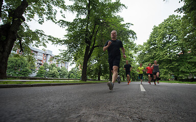 Image showing runners team on morning training