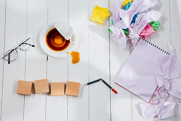 Image showing Message in wooden cubes on a desk background.