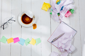 Image showing Message in wooden cubes on a desk background.