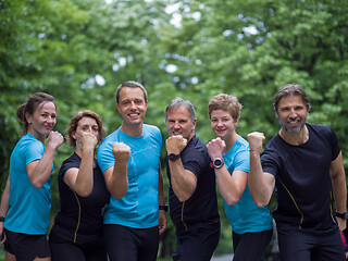 Image showing portrait of runners team on morning training