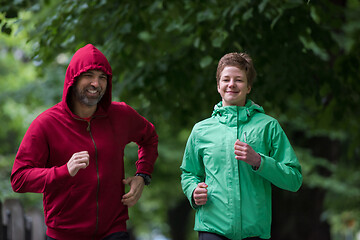 Image showing jogging couple on morning training