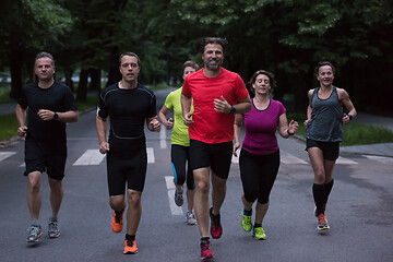 Image showing runners team on morning training