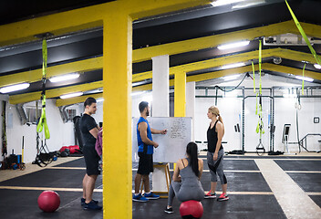 Image showing athletes getting instructions from trainer