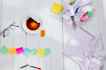 Image showing Message in wooden cubes on a desk background.