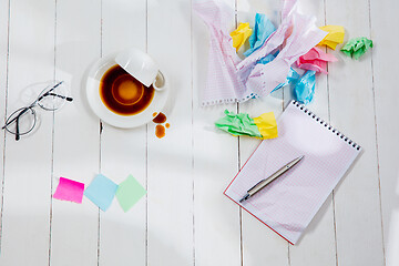 Image showing Message in wooden cubes on a desk background.