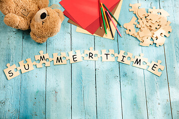 Image showing Stationery and words SUMMER TIME made of letters