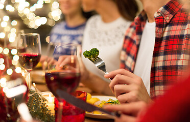 Image showing close up of friends having christmas dinner