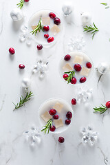 Image showing White Christmas margarita punch with cranberries and rosemary