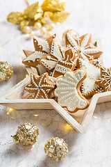 Image showing Gingerbread cookies with ornaments for Christmas