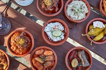 Image showing Tapas served in many small plates