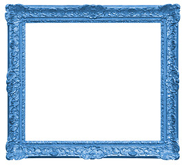 Image showing Old square blue wooden frame isolated on the white background