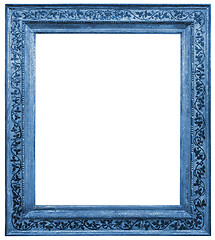 Image showing Old square blue wooden frame isolated on the white background