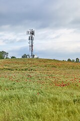 Image showing Transmitter towers on a hill