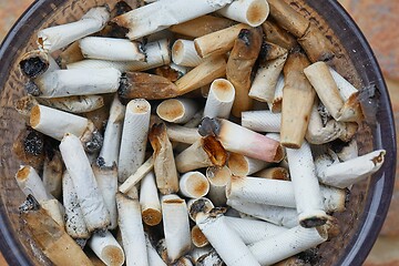 Image showing Cigarette buts in an ashtray