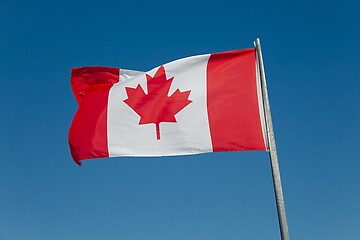 Image showing Canadian Flag Against Blue Sky