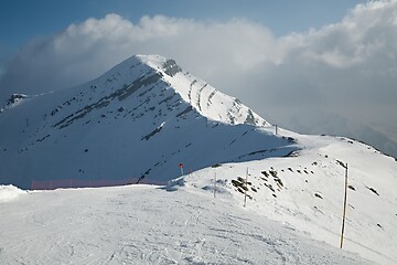 Image showing Skiing slopes from the top