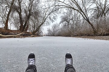 Image showing Skating on a lake