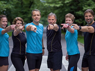 Image showing portrait of runners team on morning training