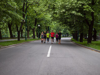 Image showing runners team on morning training