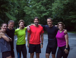 Image showing portrait of runners team on morning training