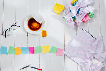 Image showing Message in wooden cubes on a desk background.