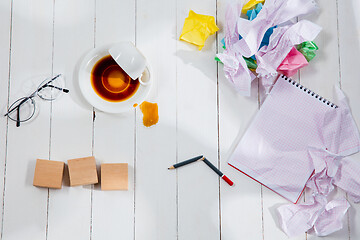 Image showing Message in wooden cubes on a desk background.