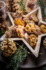 Image showing Variation of Christmas cookies and gingerbread with ornaments 