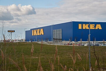 Image showing Ikea store sign on blue wall