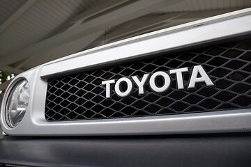 Image showing Toyota logo label closeup