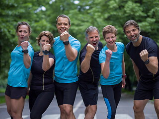 Image showing portrait of runners team on morning training