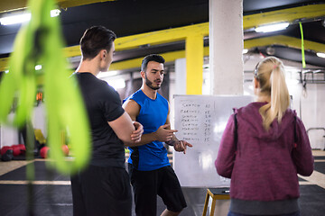 Image showing athletes getting instructions from trainer