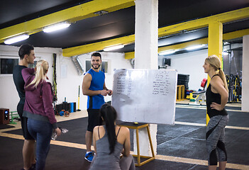 Image showing athletes getting instructions from trainer