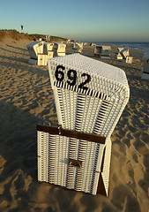 Image showing One Beach Chair at Sunset