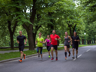 Image showing runners team on morning training