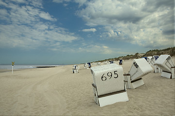 Image showing Sylt Beach Chairs, evening