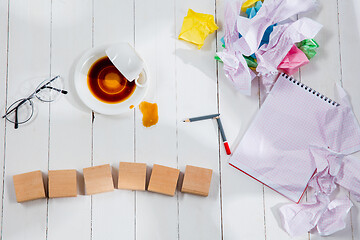 Image showing Message in wooden cubes on a desk background.