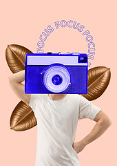 Image showing Photographer. Modern design. Contemporary art collage.