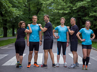 Image showing portrait of runners team on morning training