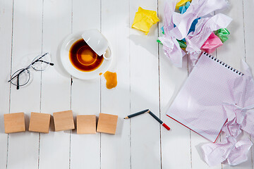 Image showing Message in wooden cubes on a desk background.