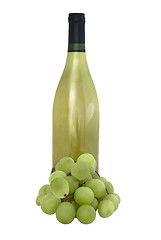 Image showing Bottle and grapes