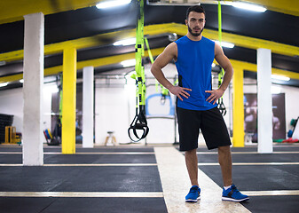 Image showing Young  man doing pushups