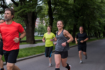 Image showing runners team on morning training